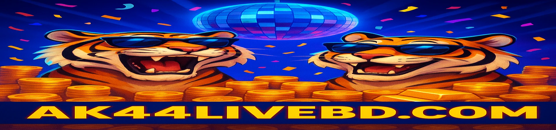 AK44 Live-এ সুপার পার্টি বোনাস! সানগ্লাস পরা বাঘেরা একটি ডিস্কো পার্টি উপভোগ করছে; মাসের ২৫-এ সর্বোচ্চ ৳৭.৭ বিলিয়ন পর্যন্ত বোনাস র‍্যান্ডম ভাবে বিতরণ হয়।